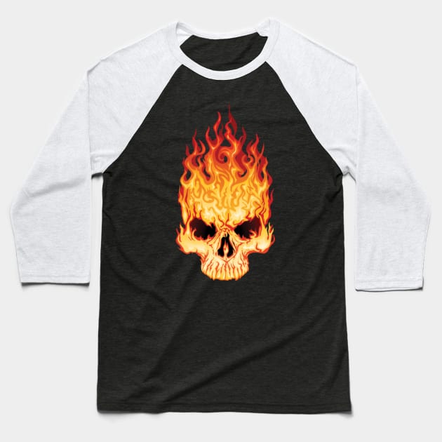 Fire skull Baseball T-Shirt by VRXPlums